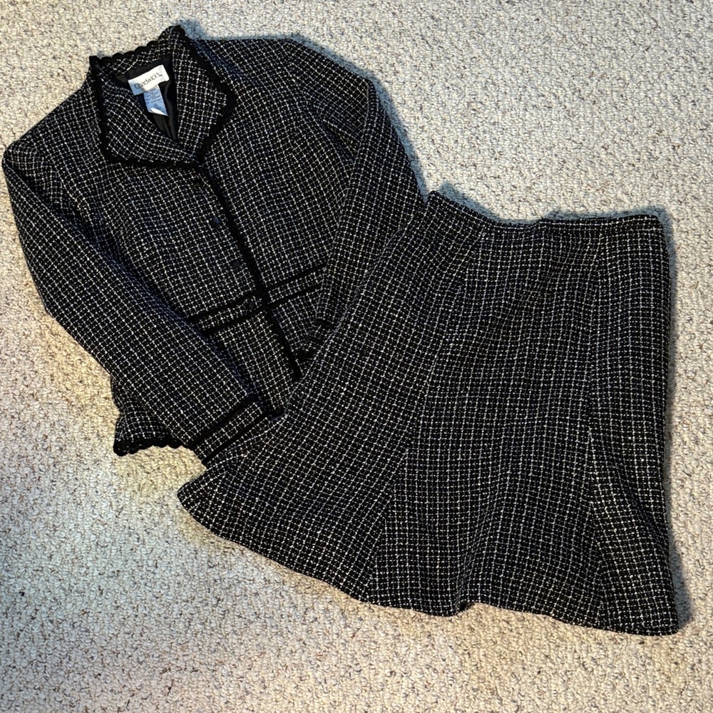 Chadwicks Black and White Tweed Skirt Set